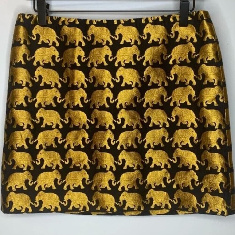 J CREW Women's "Elephant Parade" Mini Skirt EUC Size 4